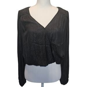 Gentle Fawn Aria Spotted Black Silky Flowy‎ Balloon Sleeve Blouse Size Small